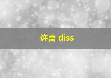 许嵩 diss